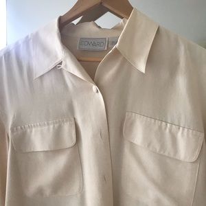 Vintage oversized thick silk button down free size